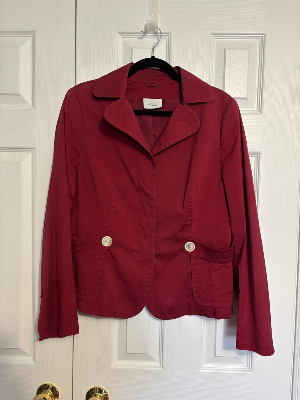 Akris Punto Red Accent Button Blazer Jacket